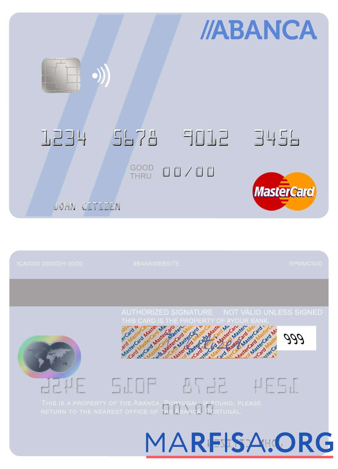 Printable Portugal Abanca mastercard real example